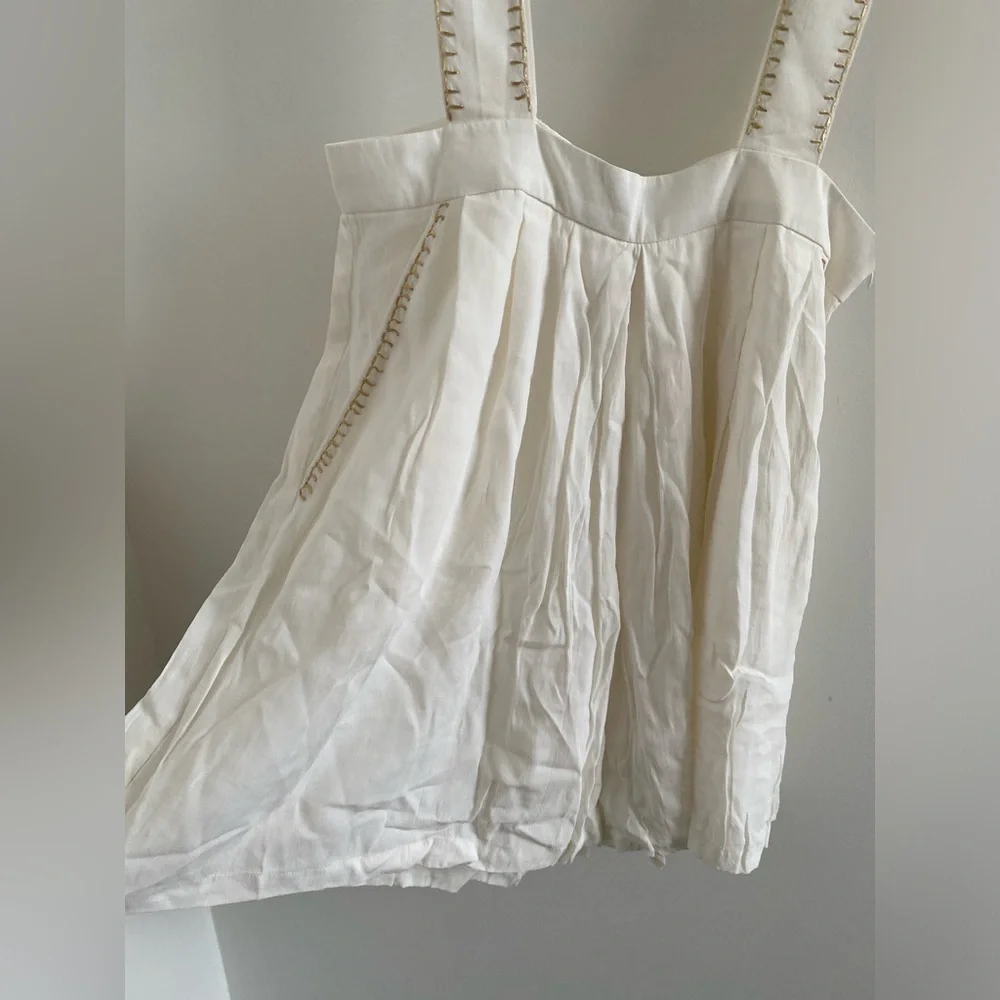 Carolina K White & Gold Silk Crepe Overalls - Picture 4 of 9